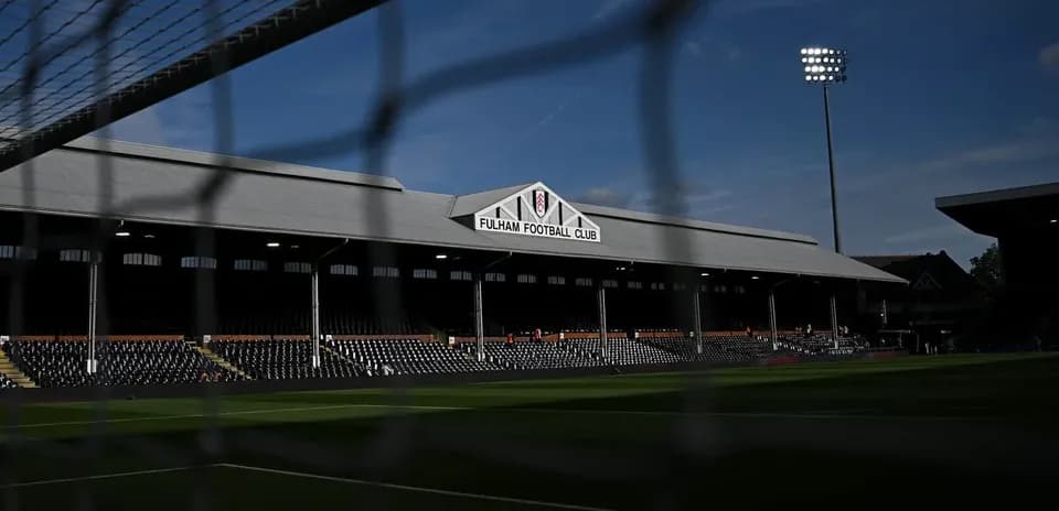 Fulham Football Club stadium with goal net in foreground