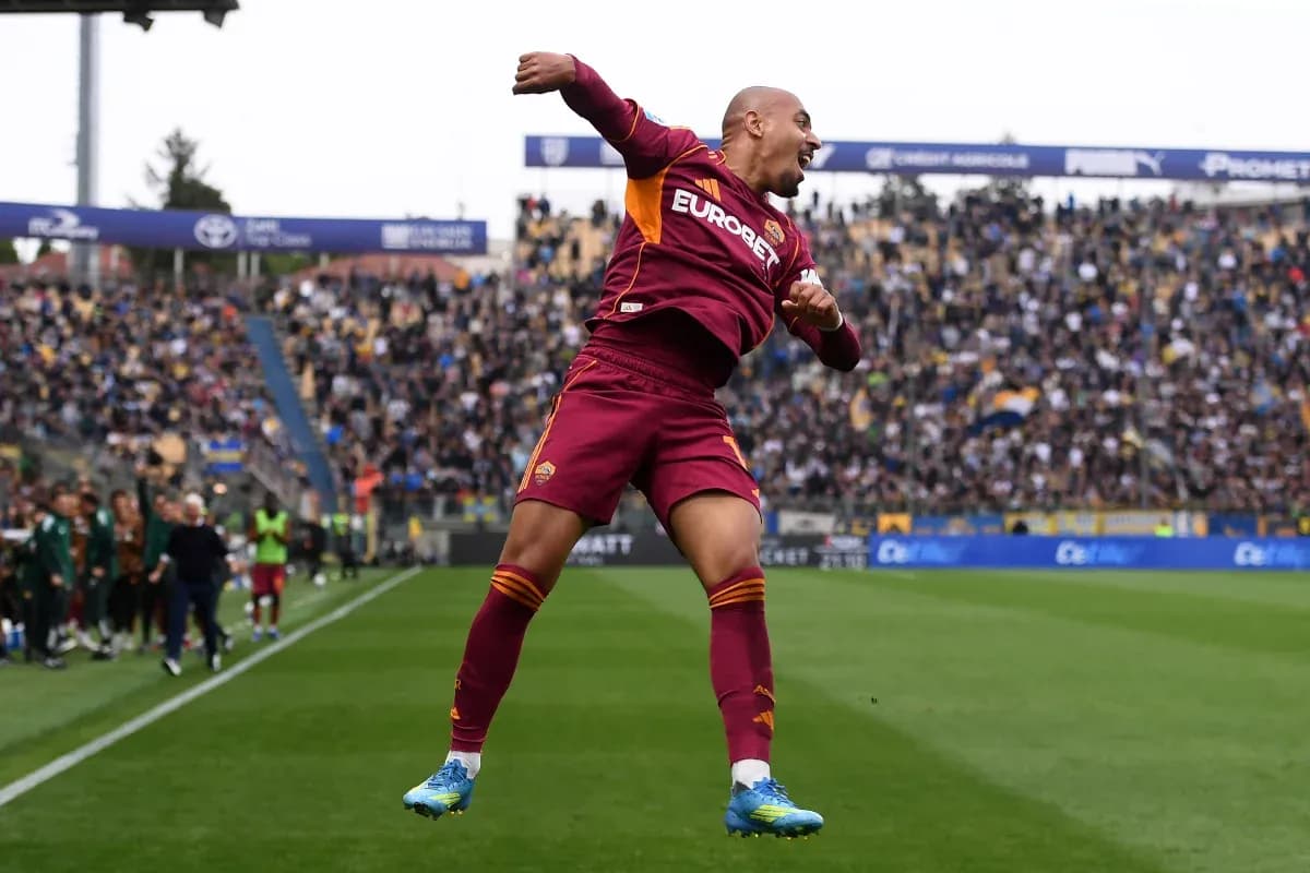 Player celebrating goal during Parma vs AS Roma match