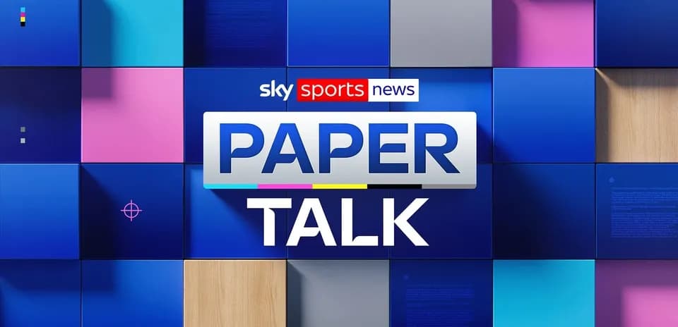 Sky Sports News Paper Talk graphic on colorful background