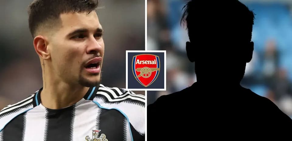 Player from Newcastle with Arsenal logo in background