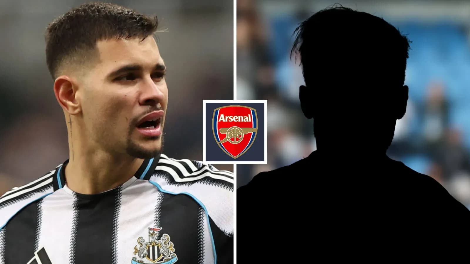 Player from Newcastle with Arsenal logo in background