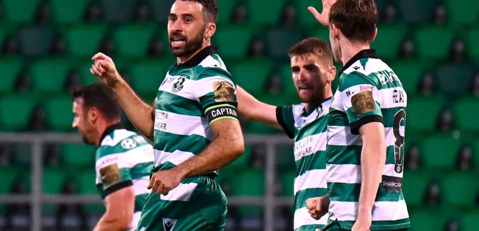 Shamrock Rovers celebrating during UEFA Europa League match