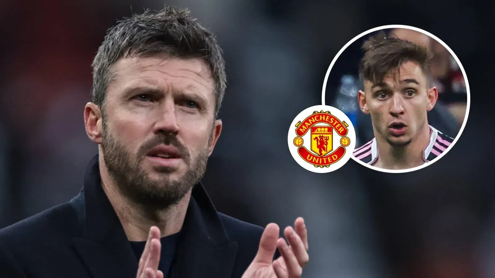 Michael Carrick applauding with Manchester United logo