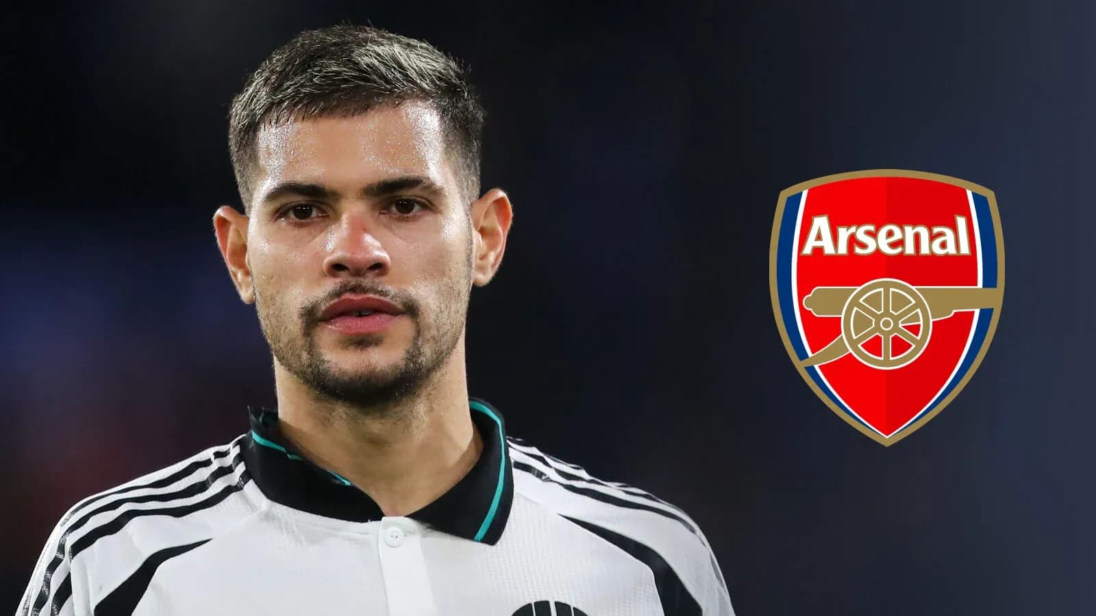 Player portrait with Arsenal logo in background