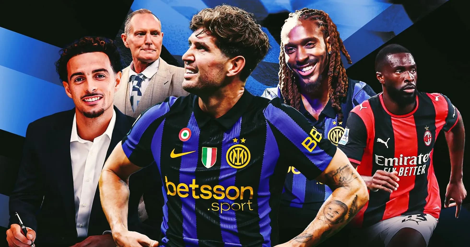 Players and coach from Inter Milan and AC Milan