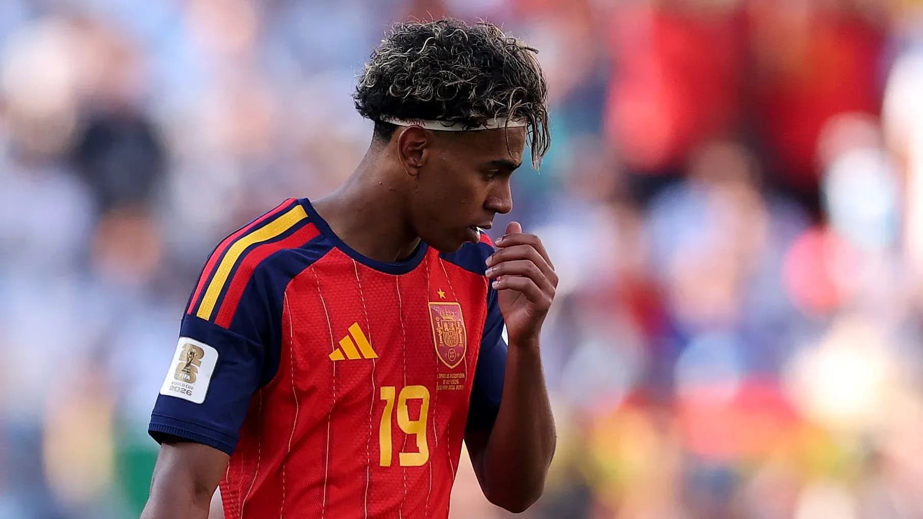 Player wearing Spain jersey during match