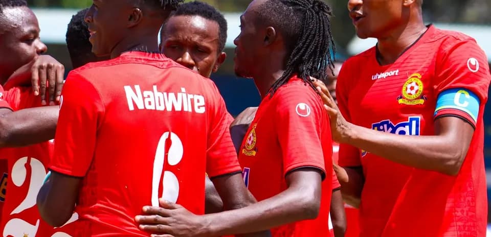 Players celebrating during Police vs Kariobangi Sharks match