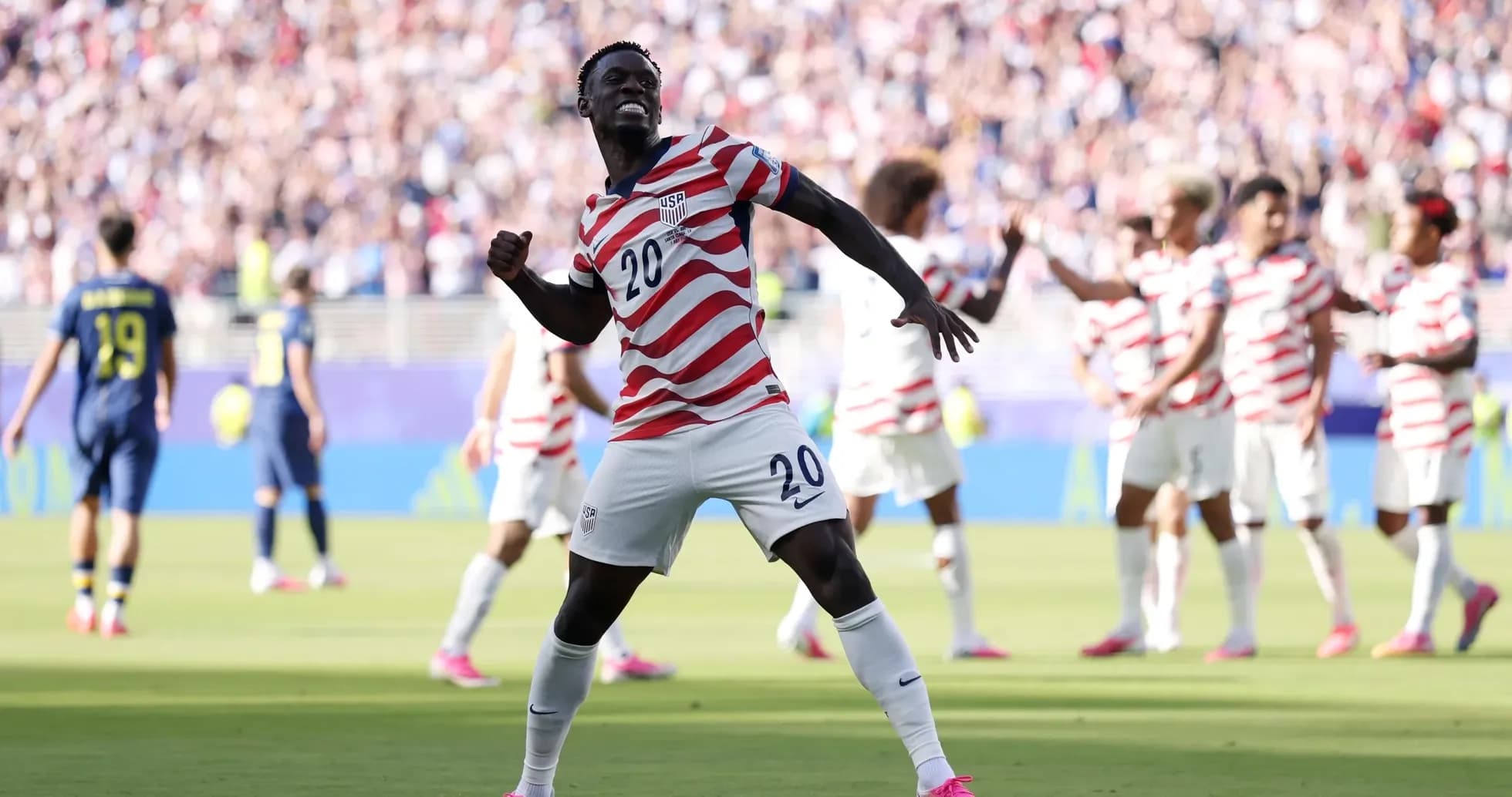 USA player celebrating during match against Belgium