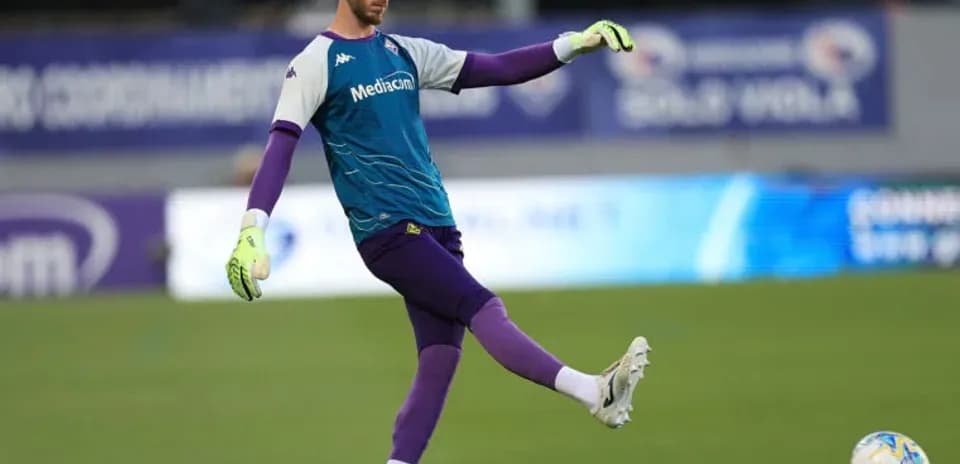 Goalkeeper preparing to kick the ball during practice