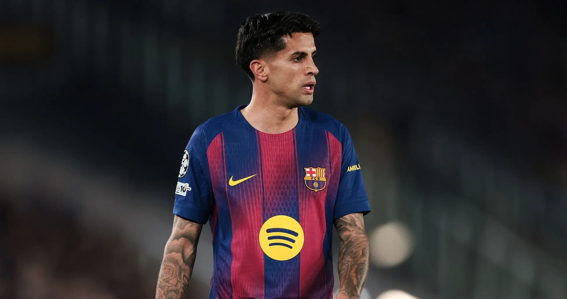 Player wearing Barcelona jersey on the field