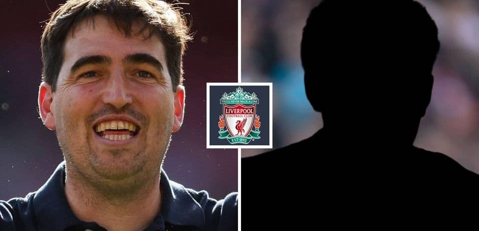Smiling coach next to silhouette with Liverpool logo