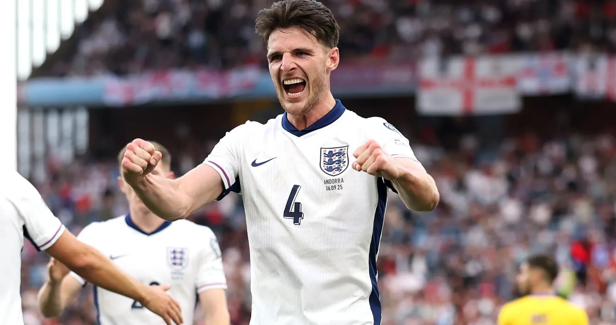 Player celebrating during England match at stadium