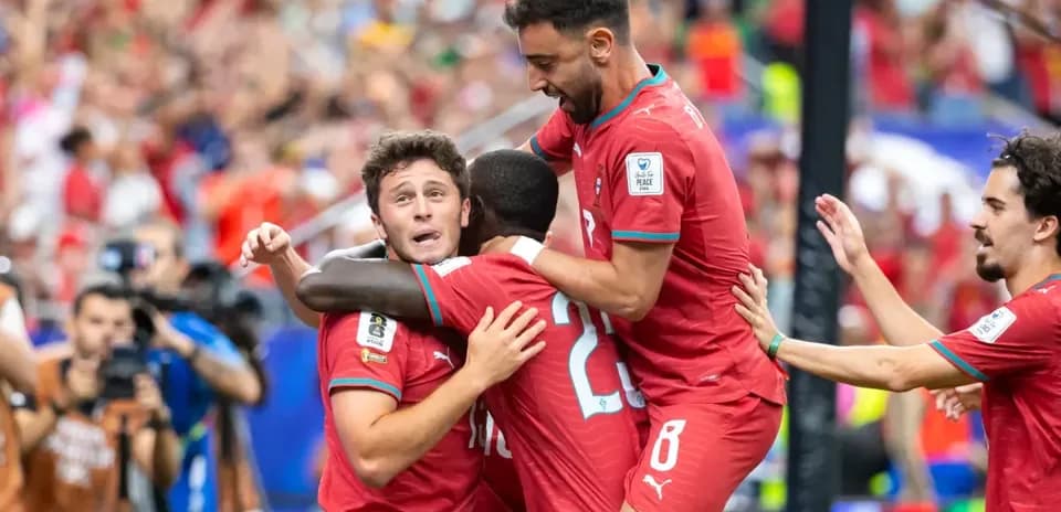 Portugal players celebrating a goal during match