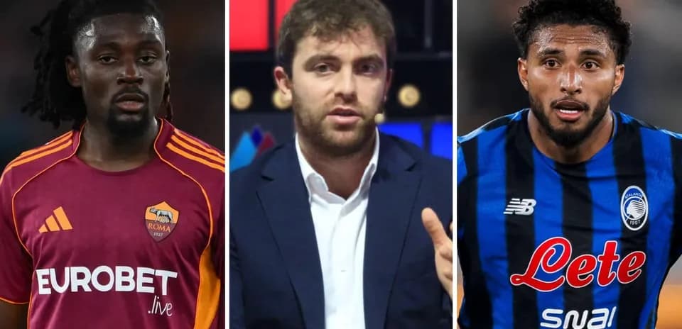 Three men: two football players and a commentator