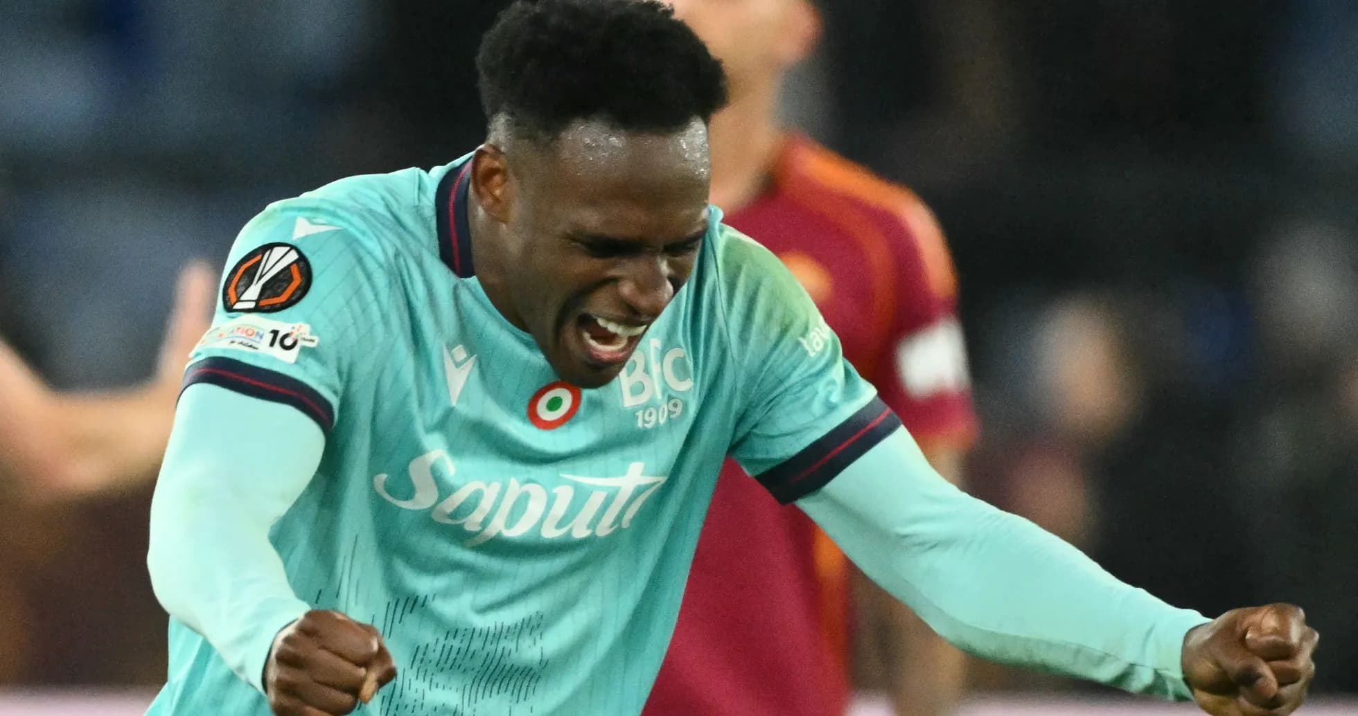 Player celebrating a goal during UEFA match