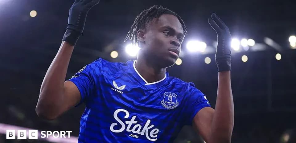 Player celebrating goal in Everton jersey