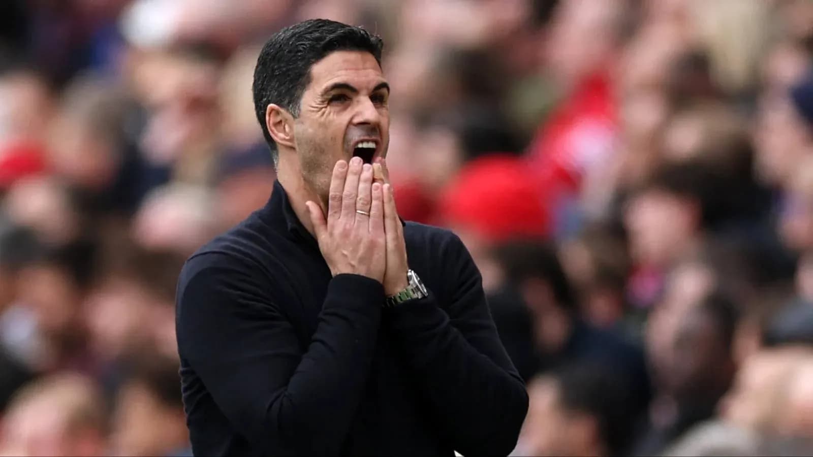 Manager reacting during a football match on the sidelines