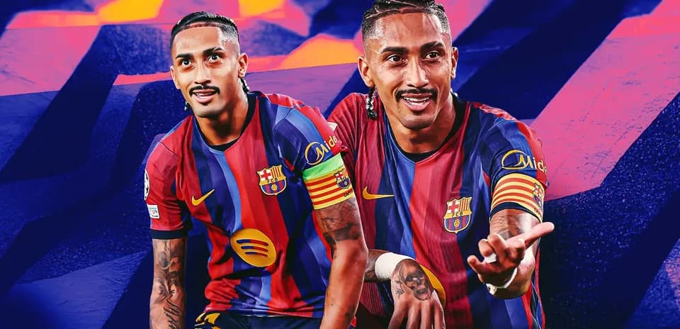 Player in FC Barcelona kit with captain's armband