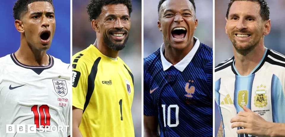 Four soccer players celebrating during matches
