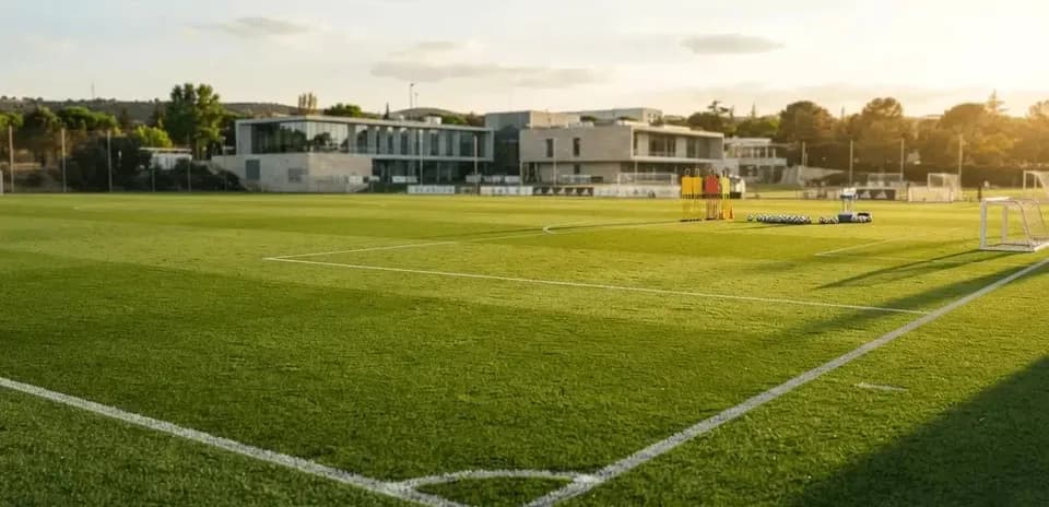Training pitch with equipment and cones set up