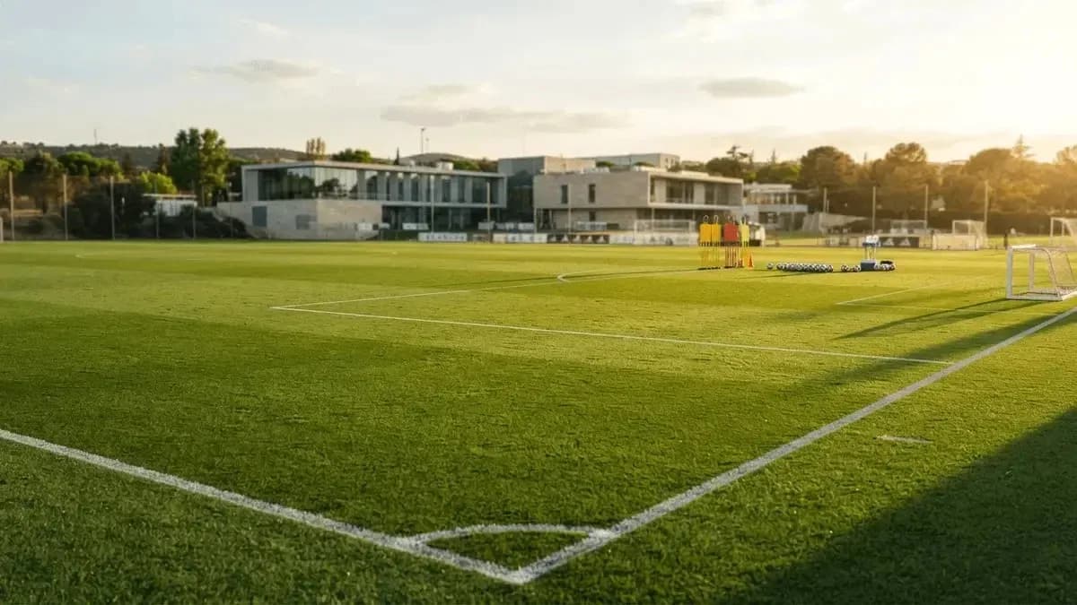 Training pitch with equipment and cones set up