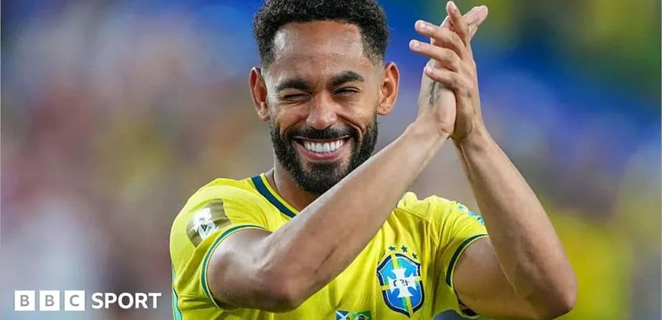 Player celebrating in Brazil national team jersey