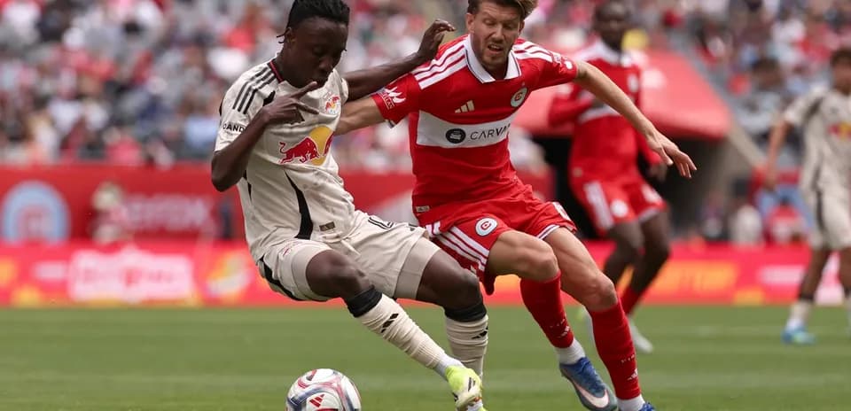Player challenge during New York Red Bulls match