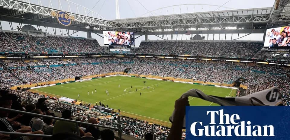 Crowd watching a soccer match at Hard Rock Stadium