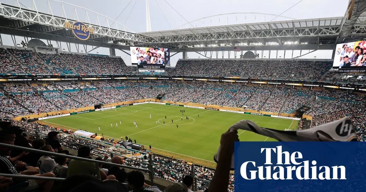 Crowd watching a soccer match at Hard Rock Stadium