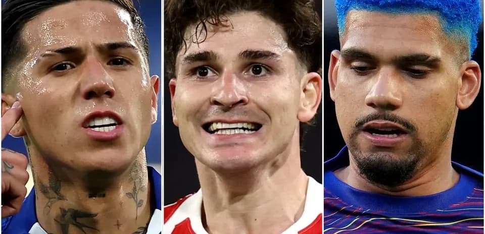 Three football players with varying hairstyles and expressions