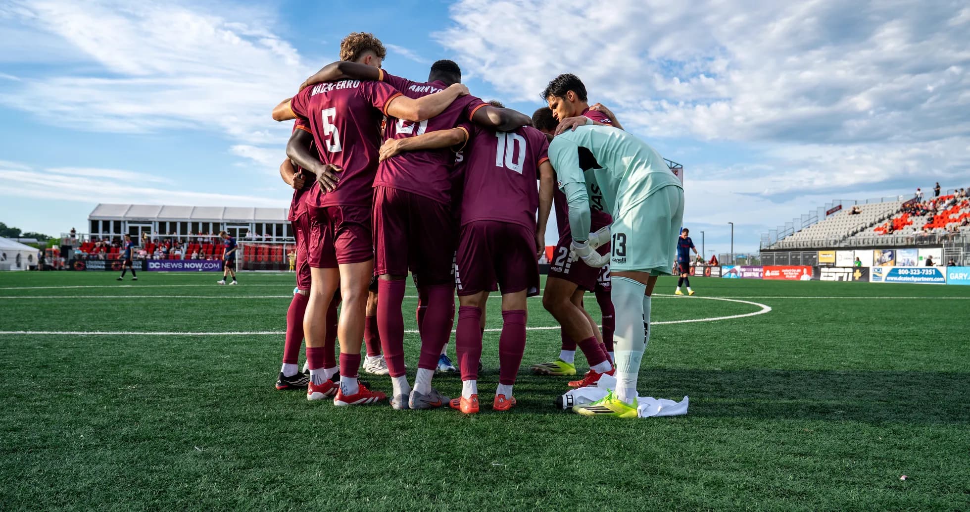 Team huddle before Loudoun United match