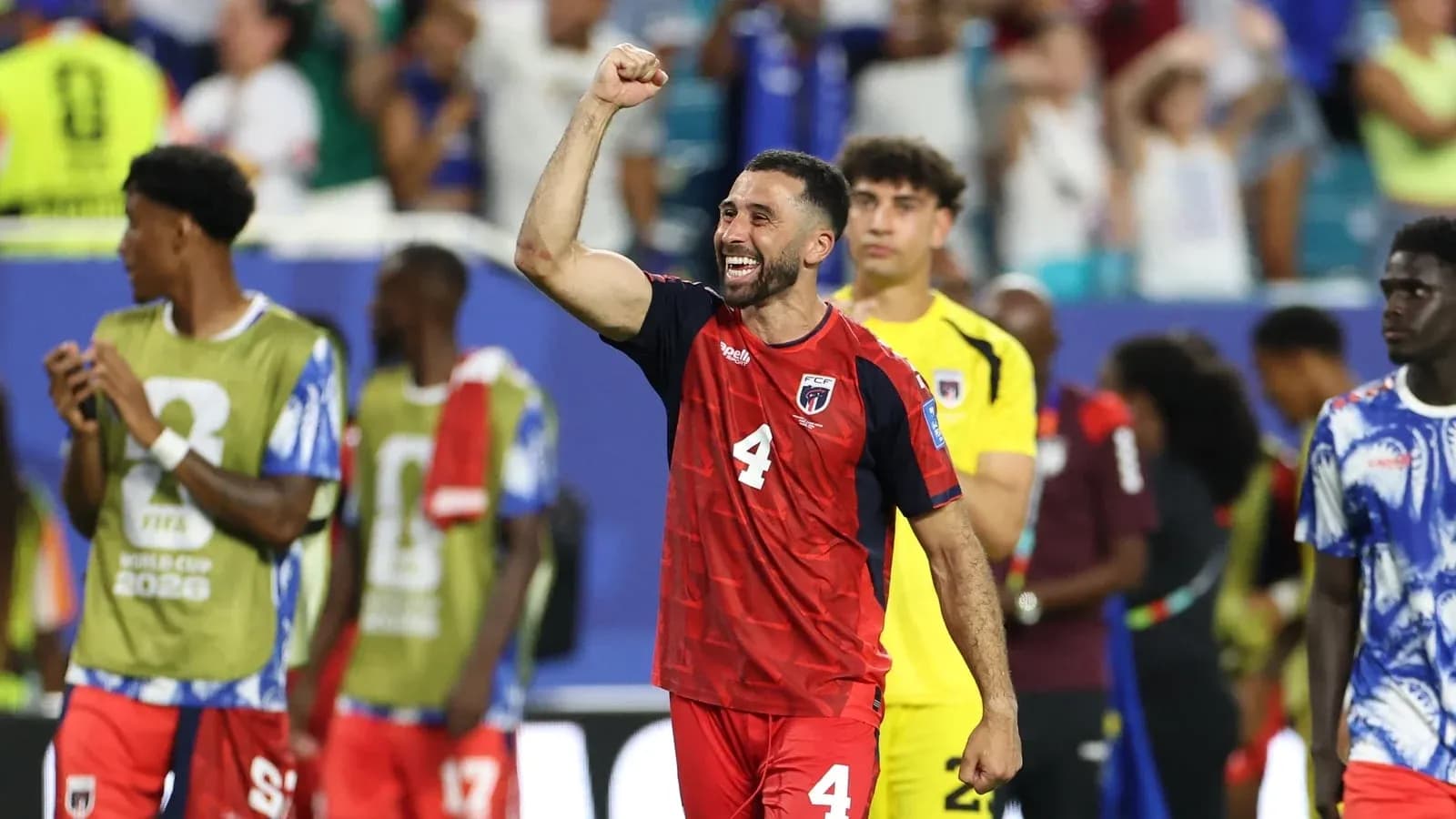 Player celebrating victory after the match