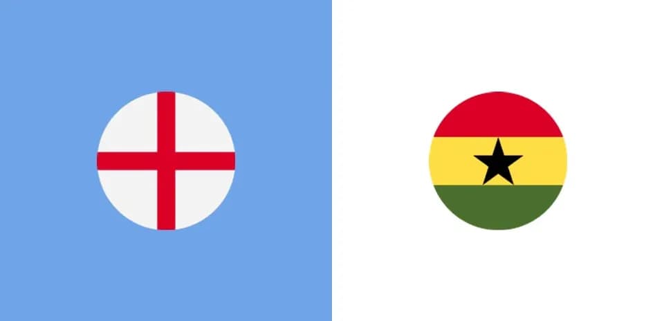 Flags of England and Ghana side by side