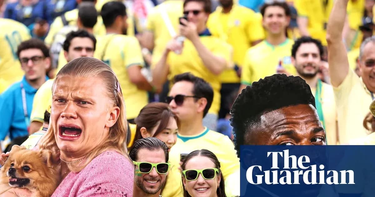 Fans celebrating in yellow jerseys at a match