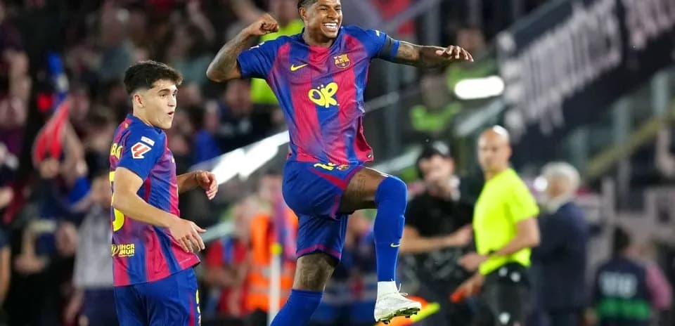 Barcelona players celebrating a goal during a match