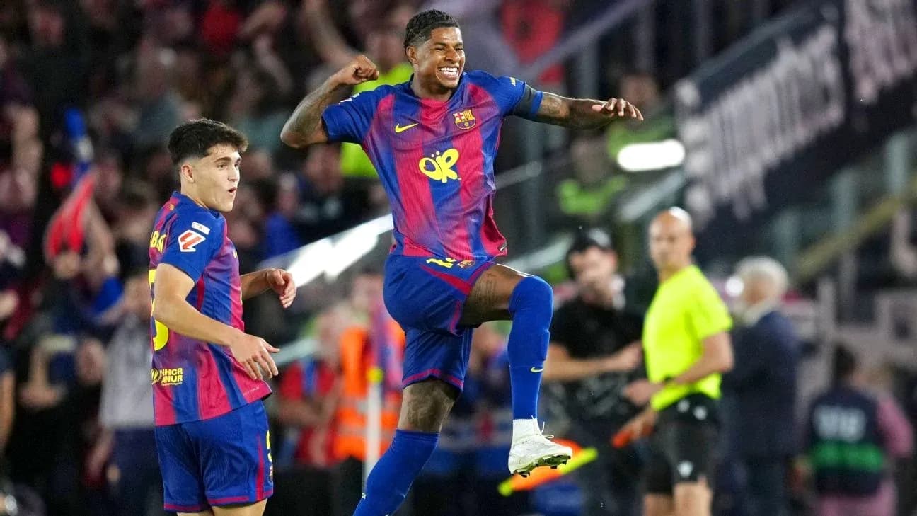 Barcelona players celebrating a goal during a match