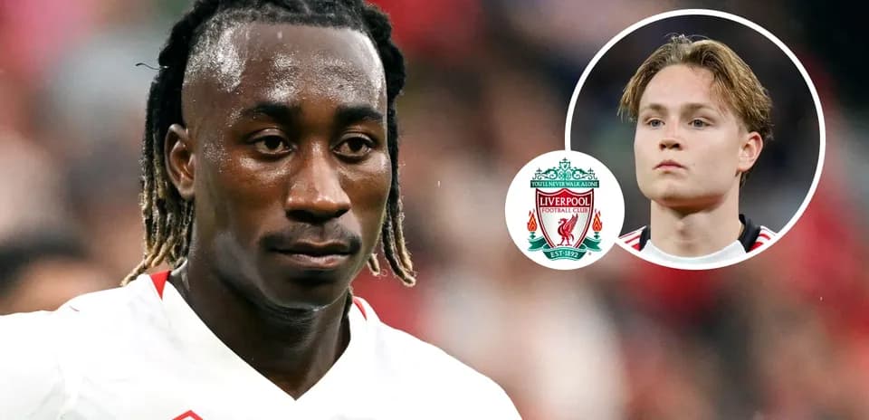 Player focused on match with Liverpool logo overlay