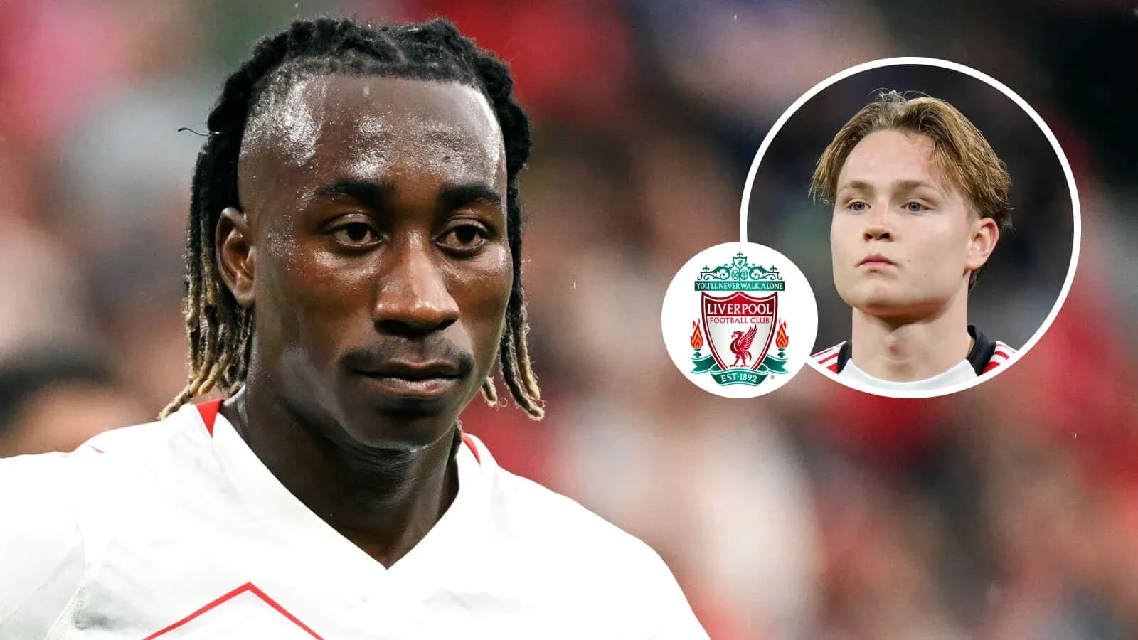 Player focused on match with Liverpool logo overlay