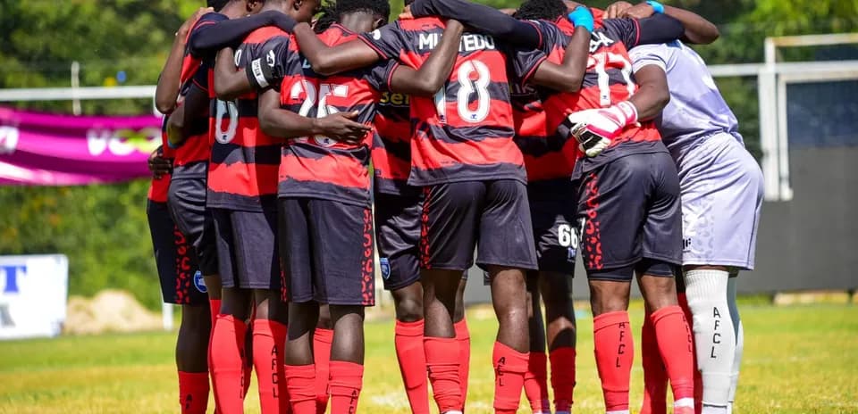 AFC Leopards players in a huddle before match