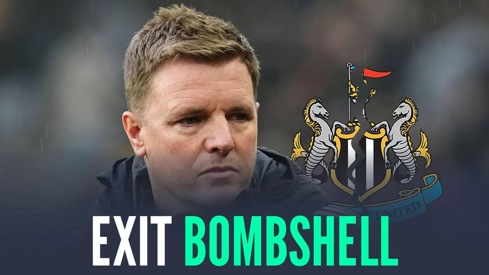 Close-up of manager with Newcastle United logo