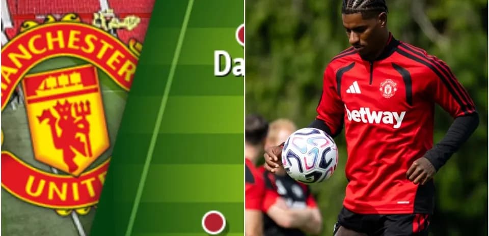 Manchester United player training with soccer ball