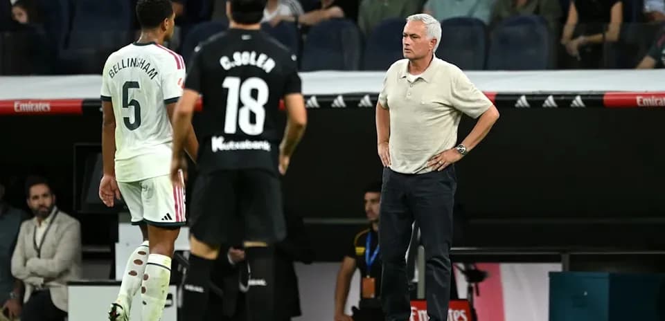 Bellingham and Soler during match with Mourinho coaching
