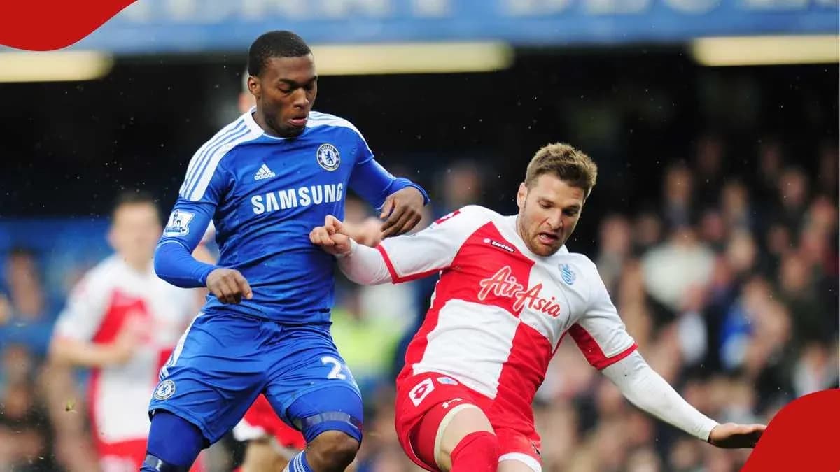 Two players contesting for the ball during match