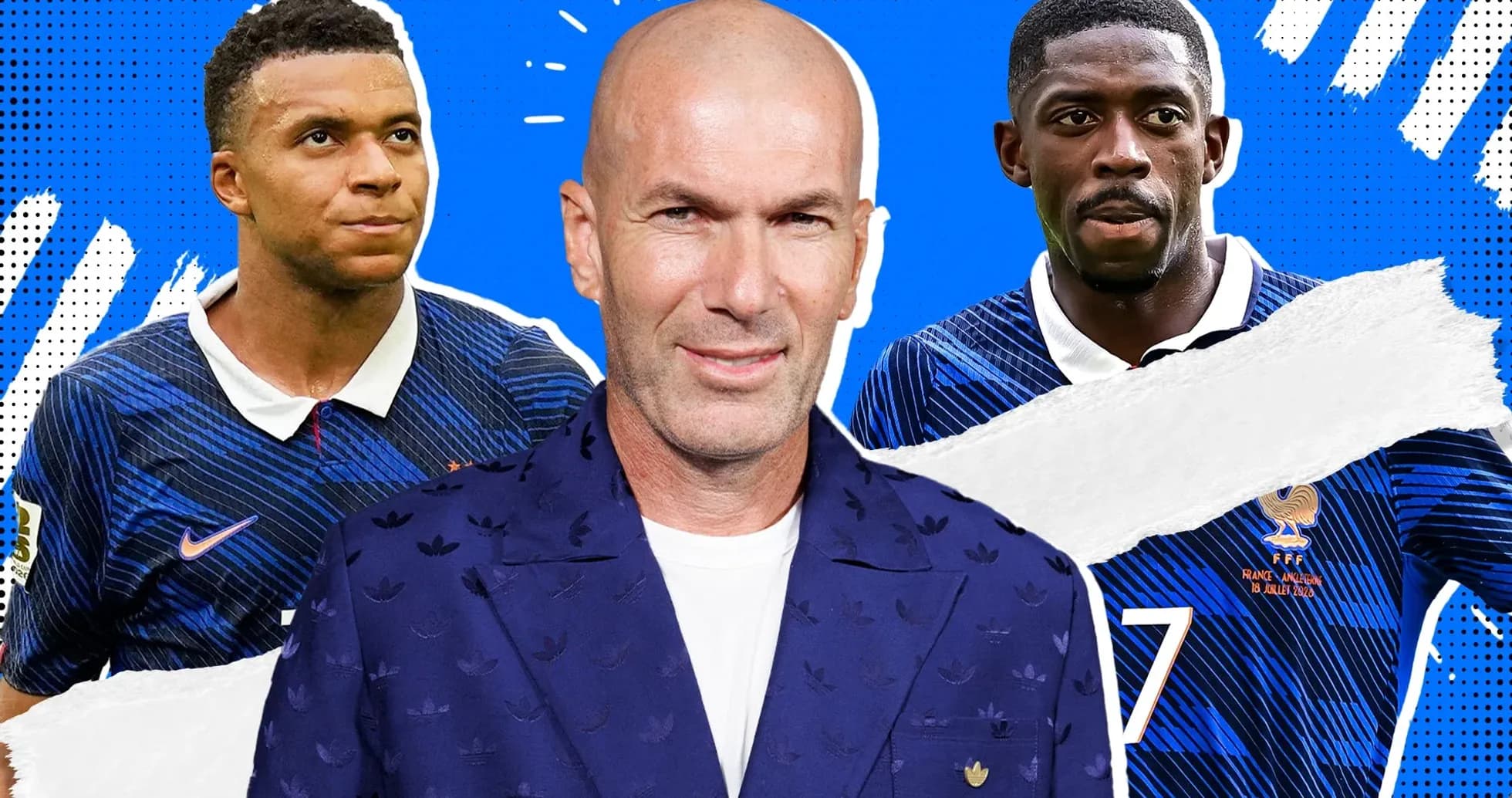 Kylian Mbappé and Ousmane Dembélé with Zinedine Zidane