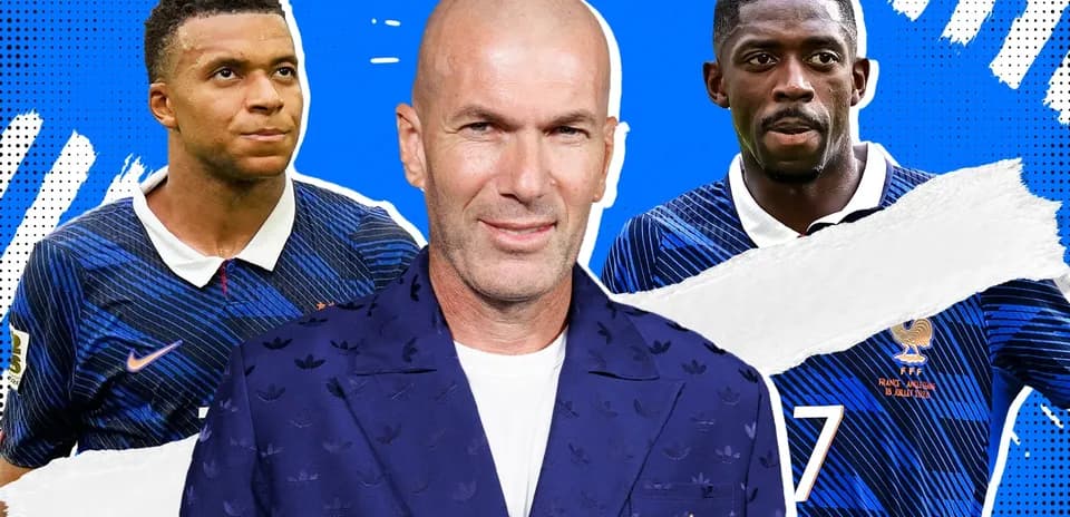 Kylian Mbappé and Ousmane Dembélé with Zinedine Zidane