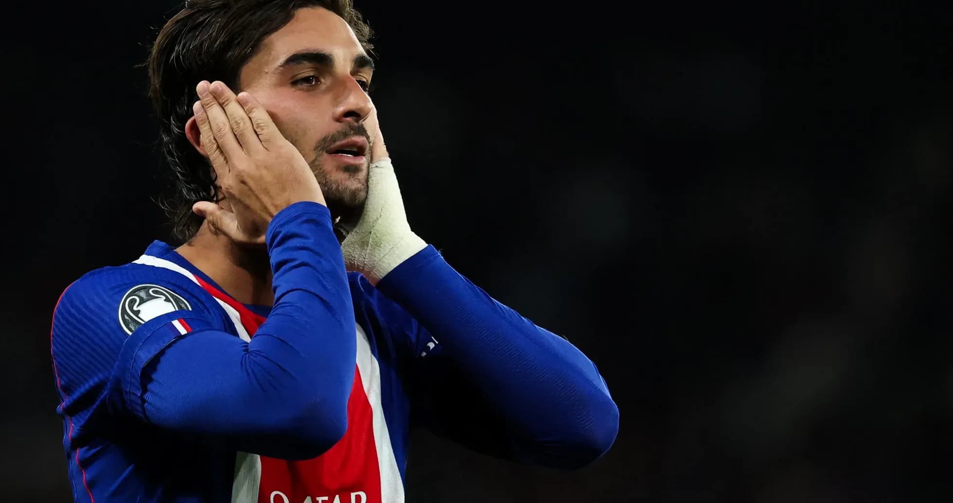 Player holding his head in frustration on field
