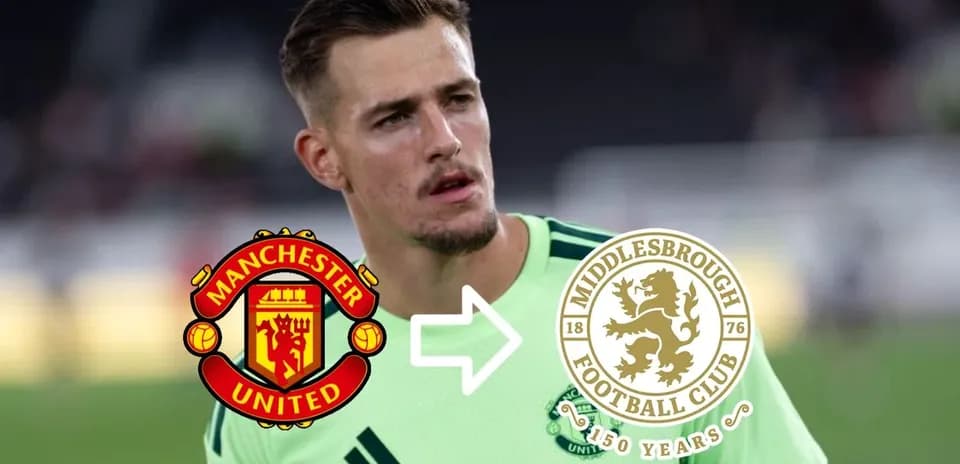Player in Manchester United kit transitioning to Middlesbrough