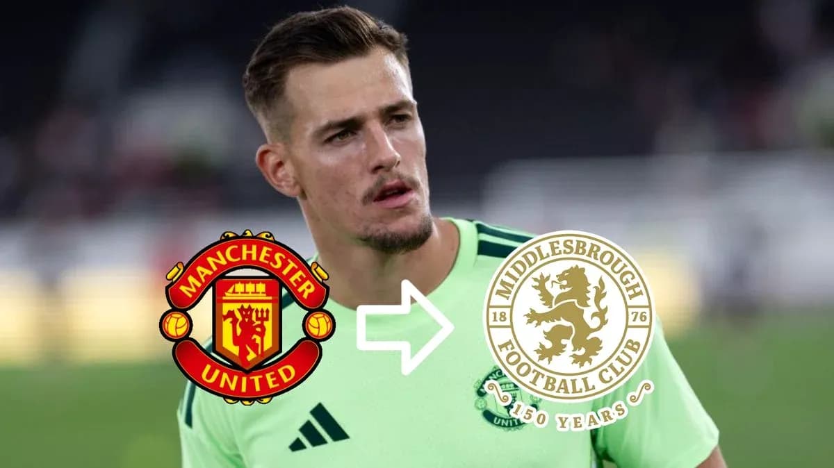 Player in Manchester United kit transitioning to Middlesbrough
