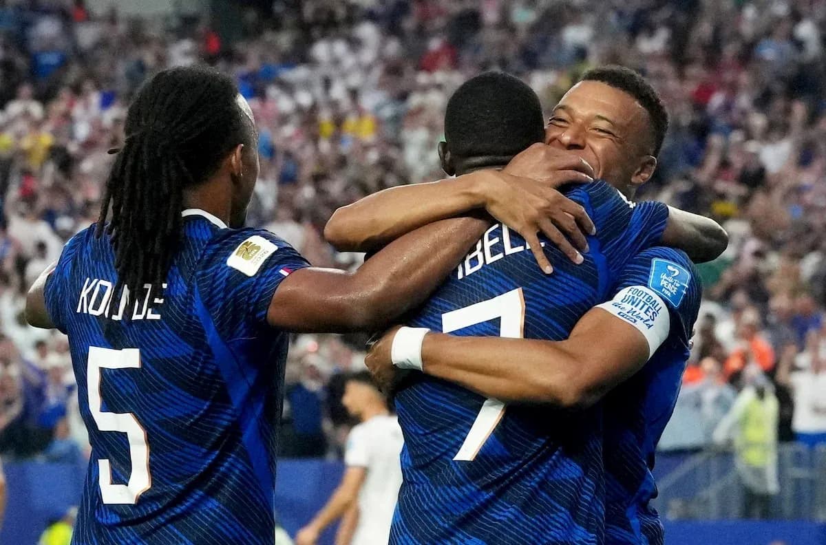 France players celebrating a goal in match
