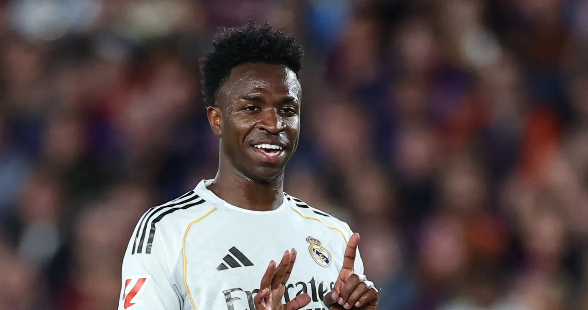 Player celebrating during match in Real Madrid kit